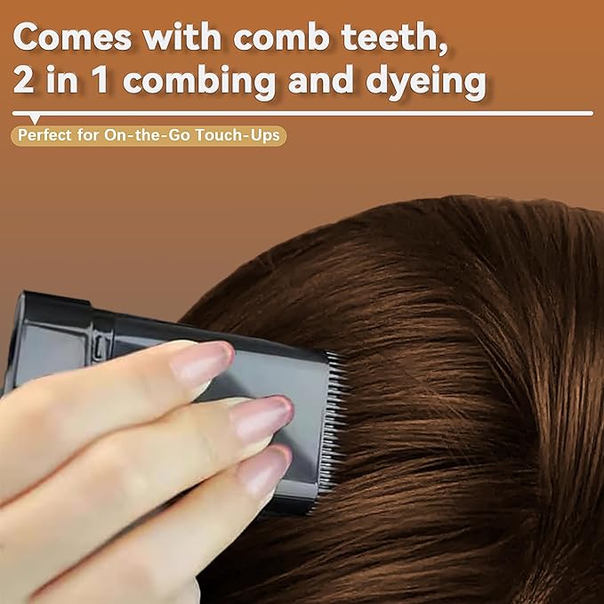 2-in-1 Instant Hair Color Stick & Comb, 2 Pcs Portable Color Touch-Up Hair Sticks with Comb, Waterproof and Sweat-Proof Hair Dye Comb, Quick Root Touch-Up for Gray Hair Coverage (Brown balck)