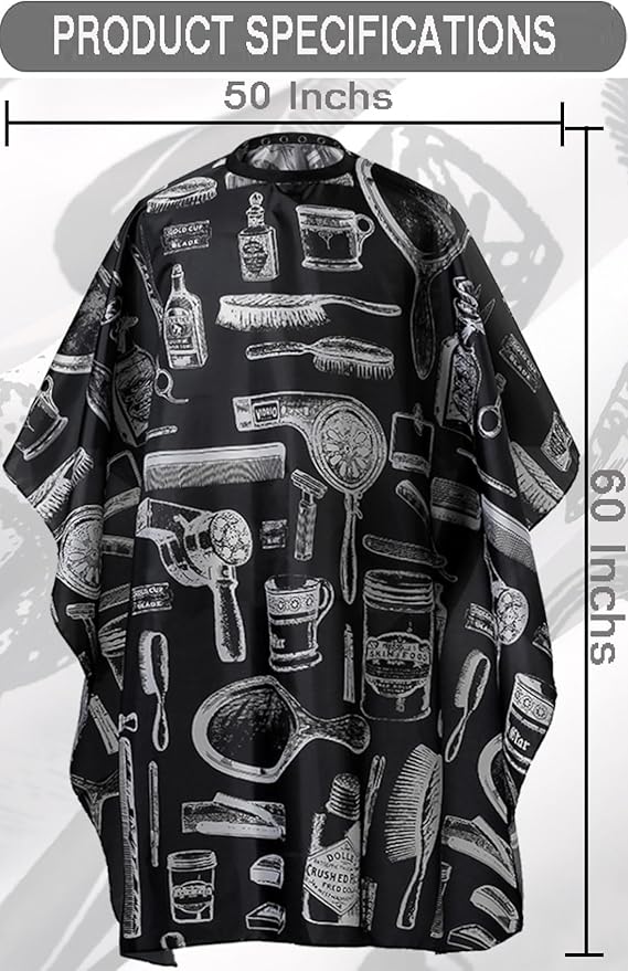 Professional Waterproof Hair Styling Cape Nylon Haircuting Salon Cape Gown Hair Salon with Snap Closure - 50" x 60"