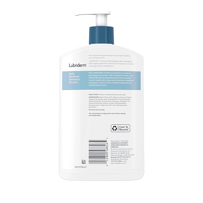 Lubriderm Daily Moisture Hydrating Body and Hand Lotion with Vitamin B5, Non-Greasy, 16 fl Oz, Package may vary (Pack of 3)