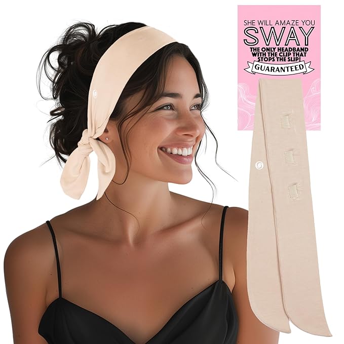 SWAY Short Stretch Non-Slip Headband for Women – Moisture-Wicking, No Headaches, Stays Put for Workouts, Gym, Yoga, Running and Nurse