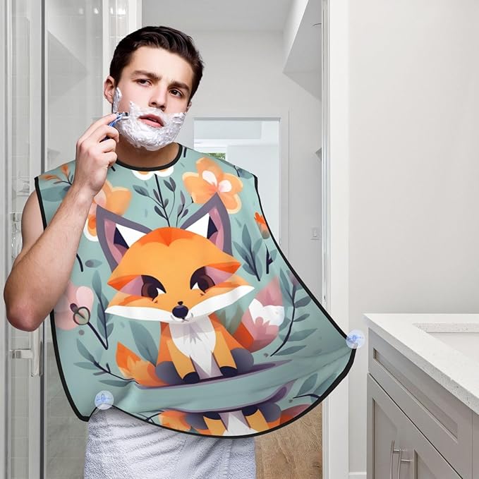 Cute Black Pug Dog-Standard-Scale-2_00x Print Beard Bib Shaving Apron, Beard Hair Trimming Cape Gift For Dad