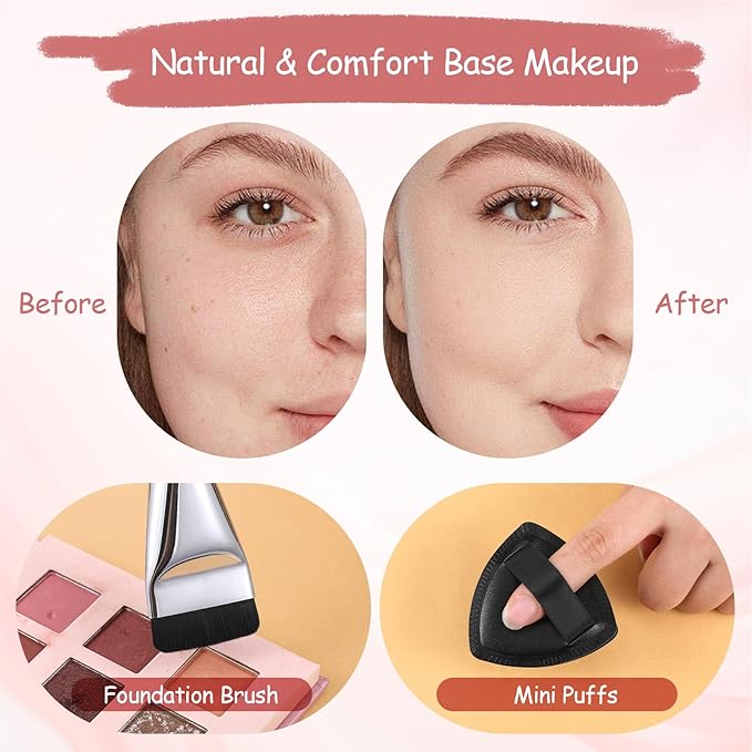 Makeup Mixing Palette Korean Set with Foundation Brush and Spatula, Professional Stainless Steel Heart Makeup Palette Reusable Beauty Tools for Facial Cosmetic,Nail Art,Pigment Blending