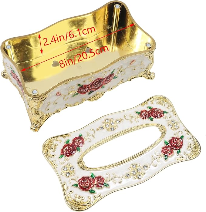 Geesatis Tissue Box Cover, Rectangle Tissue Box Holder, Rectangular Napkin Facial Tissues Holder for Bathroom Toilet Bedroom Living Room Table Desk Office Dresser, 1 Pcs White 9.05''x4.93''x3.74''
