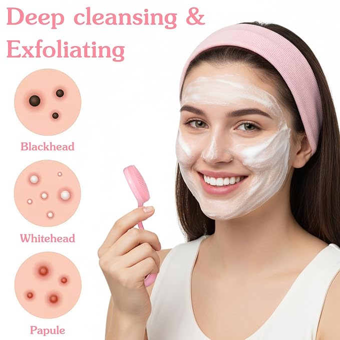 4Pcs Silicone Facial Cleansing Brush Manual Exfoliating Brush Soft Face Wash Scrubber Brushes for Women Men Skin Deep Cleaning Care