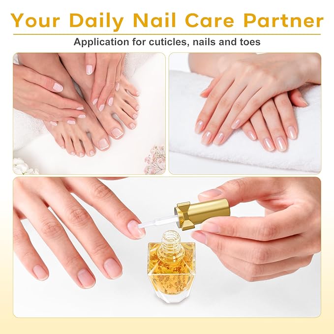 JIASHENG Cuticle Oil, Scented Cuticle Nail Oil Infused with Real Flowers, Hydrates, Moisturizes, Strengthens, Repairs, Revitalizing Cuticle Oils for Nails Damage Dry Cuticle, Brownie, 12ml