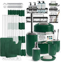Clara Clark Bathroom Accessories Set - 28PC Bathroom Set with Adhesive Corner Shower Caddy Hanging, Bathroom Sets with Shower Curtain and Rugs, Green Shower Curtain Set with Bathroom Trash Can