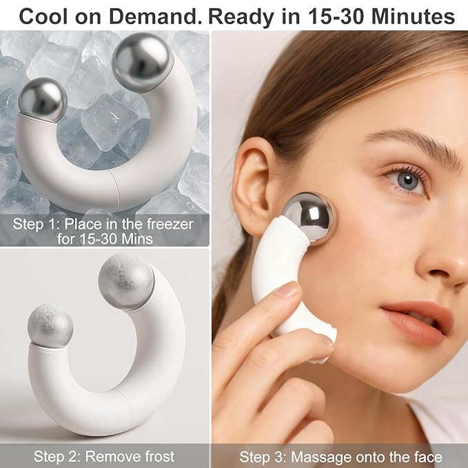 Ice Roller for Face and Eye, Magnetic Ice Globes for Wrinkles, Lifting, Depuff Face, Cold Facial Roller, Self Skin Care Cooling Items for Women