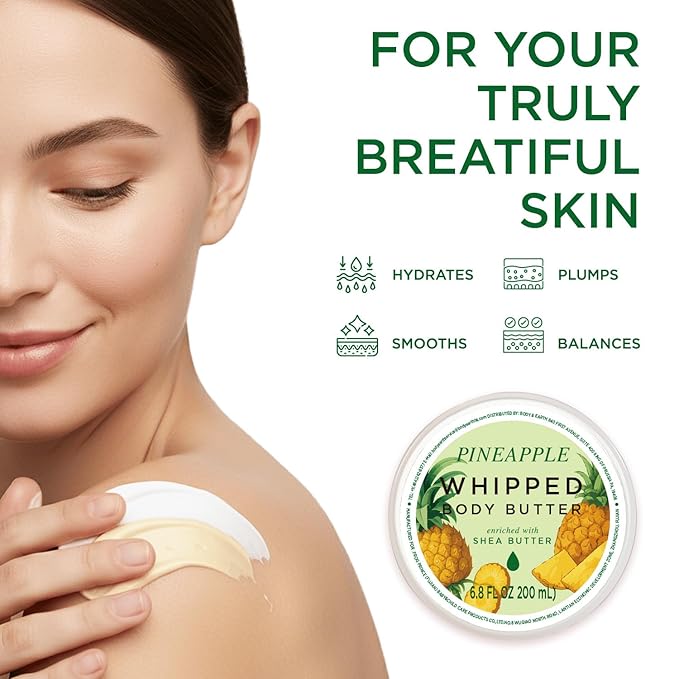 Princess Belle Pineapple Whipped Shea Body Butter, Body Moisturizer for Dry Skin, Pineapple Scented Body Care, Leaves Skin Feeling Moisturized and Soft-200ml(6.8 floz)