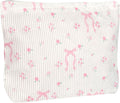 Cute Makeup Pouch for Women Flower Small Make Up Bag for Purse Zipper Initial Cosmetic Bags Pouches for Purse Aesthetic Travel Toiletrybags,Pink Bow Rose Floral