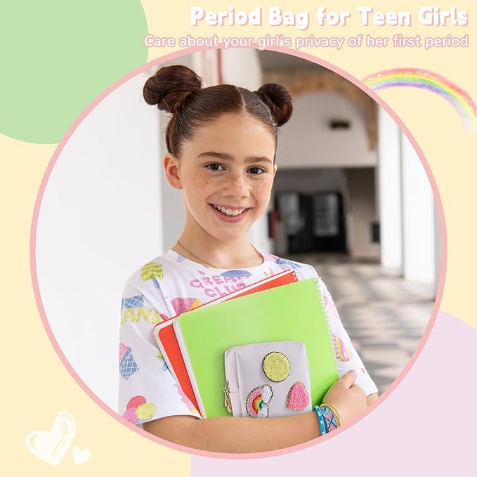 Period Bag for Teen Girls Shark Week Pouch Portable Sanitary Pad Bags for Period Teen Period Pads Pouch for Panty Liners, Tampons, Menstrual Cup - Mint