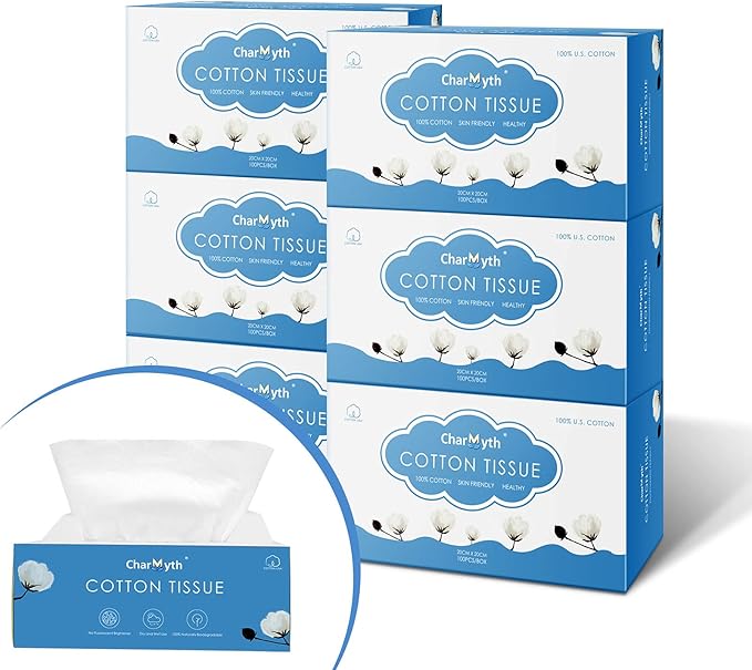 Extra Thick Disposable Face Towel, Disposable Makeup Removing Wipes, 100% USA Cotton and 100% Organic & Cruelty Free, Lint-Free Cotton Tissues for Sensitive Skin