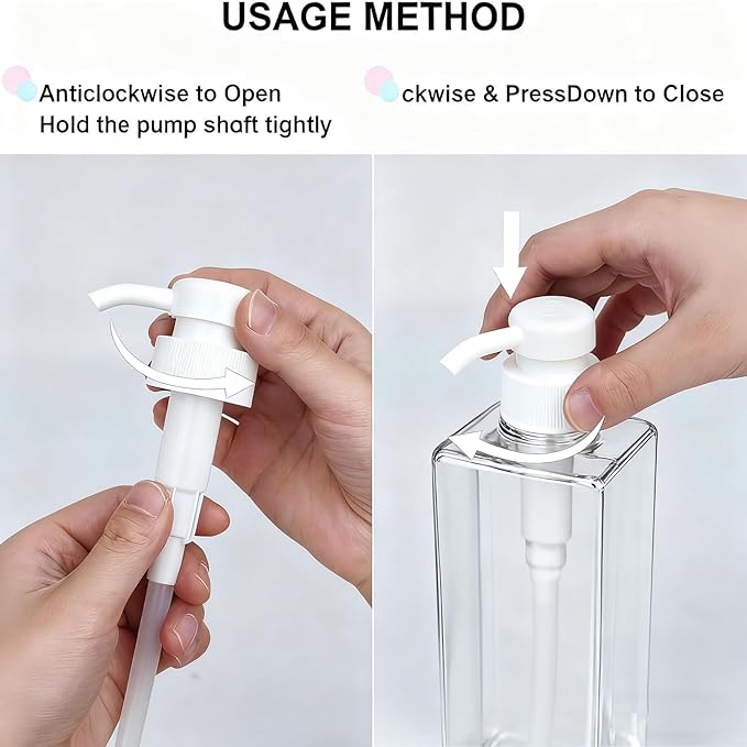 Modern Shampoo and Conditioner Dispenser (21 oz, Pack of 3) Refillable Pump Bottle Set Empty Shower Plastic Bottles with Pump for Bathroom Body Wash Soap and Shower