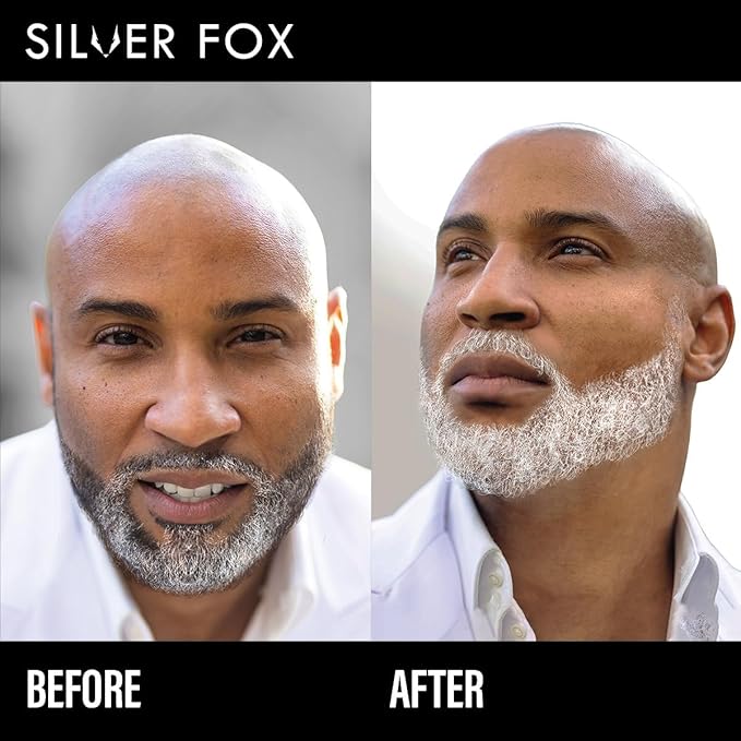Barbers Choice Silver Line, Facial Hair Brush on Temporary Color for Silver Fox Men- Instantly Brighten White Beards, Mustache & Sideburns, Less Yellow, Easy Application, Arctic White