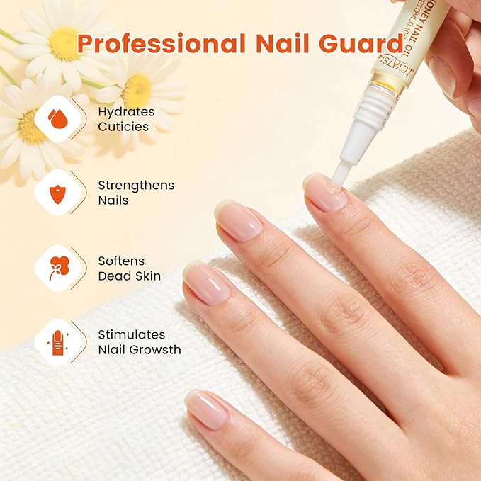 Honey Nail Oil Treatment for Growth & Strength, Cuticle Oil Pen to Deeply Nourish, Moisturize & Repair Dry, Brittle, Peeling & Damaged Nails, Mother's Day Gifts for Mom