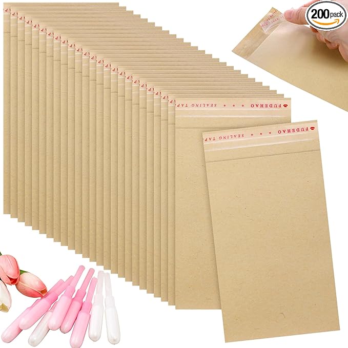 200 Pcs Tampons Disposal Bags Sanitary Napkin Disposal Bags Bulk Feminine Hygiene Disposal Bag Bulk Kraft Tampons Bag for Feminine Products with Self Adhesive for Women Girls, 5.91" x 3.15"