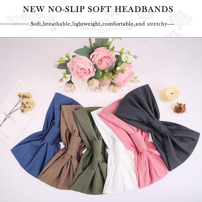 Kachanaa 6 Packs New Wide Headbands for Women,Non-Slip Thick Soft Elastic Bandeau Hair Bands Yoga Workout Running Sweat Makeup Hair Wraps Hair Accessories