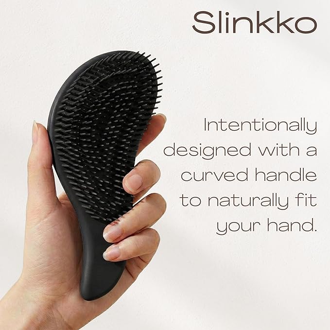Wave Detangling Brush for Wet & Dry Hair, Dual Flexible Bristles, Anti-Breakage Hair Brush for Curly, Thick & Fine Hair, Women & Kids – Onix Matte