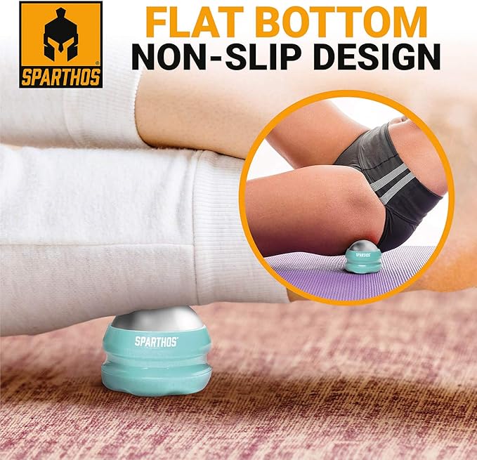 Sparthos Cold Massage Roller Ball - Fitness Cryosphere Massager - Cryo Cryocup Ice Massage Cups - for Muscle, Face, Body Muscles - Manual Polar Icing Cooling Balls - Recoup Message (Mint, 54mm)