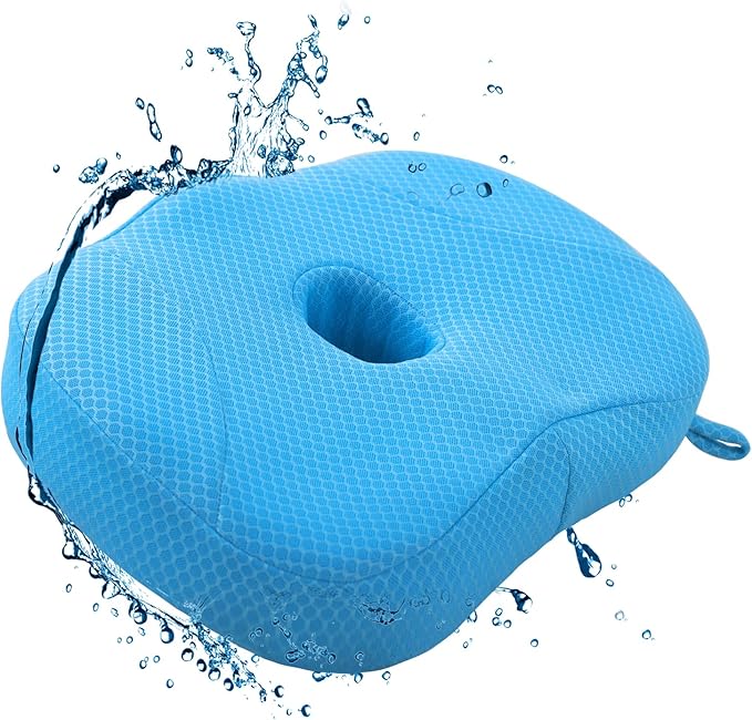 Idle Hippo Hot Tub Booster Seat, Weighted Hot Tub Pillow with Powerful Non-Slip Suction Cups, 4D Air Mesh Ergonomic, Booster Cushion, Quick Dry Spa Pillow for Indoor Outdoor Hot Tub (Blue)