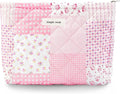 Floral Makeup Bag Large Cotton Quilted Cosmetic Makeup Bag Organizer, Cottagecore Aesthetic Portable Pouch Purse Toiletry Bag for Women Girls Travel accessories