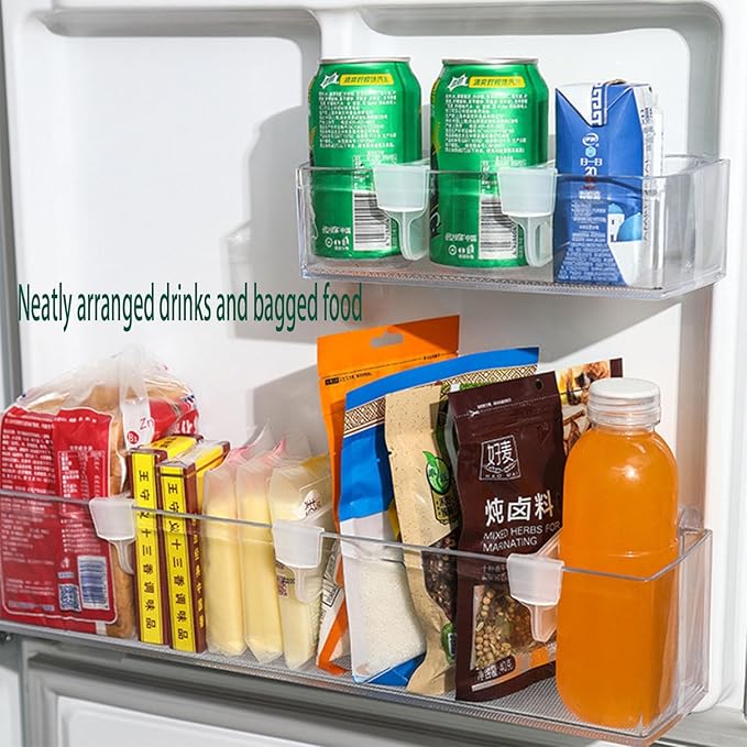 20 pcs Fridge Divider Set, Plastic Retractable Fridge Door Organizer Clip,Clear Refrigerator Organizer Bins Partition,Home Office Clear Tidy Supplies,Kitchen Household Storage Tools(2.8x1.9in)