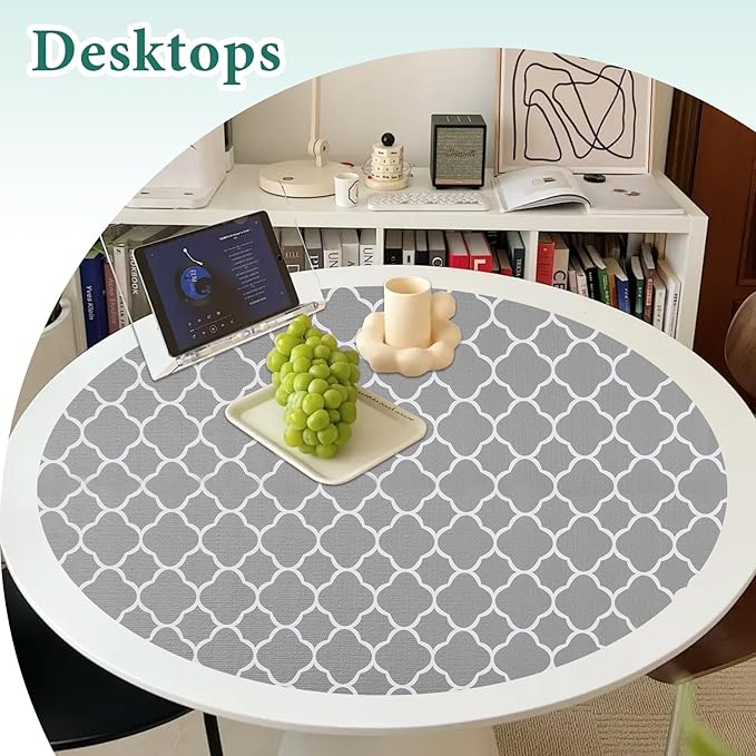 Shelf Liners for Kitchen Cabinets 17in x 30FT Non Adhesive Drawer Liner Gray Quatrefoil Thickened Shelf Liner Paper Strong Non-Slip Easy to Clean for Tool Box Refrigerator with Knife and Tape Measure