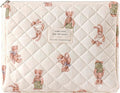uekeboag Quilted Cotton Makeup Bag,Coquette Quilted Toiletry Bag for Women and Girls,Floral Coquette Pouch,Cute Kawaii Travel Cosmetic Bags(White Bear)