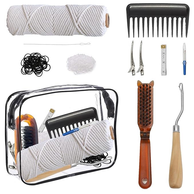 Horse Braiding Kit – 11PCS Equestrian Mane & Tail Grooming Set with Braiding Yarn, Rug Hook, Mane Comb, Seam Ripper, Measuring Tape & Storage Bag – Horse Show Grooming Essentials, Easy for Beginners