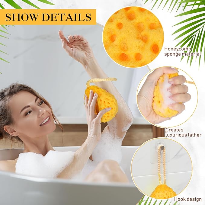 6 Pcs Bath Sponge Deep Cleansing Body Loofah Gentle and Deep Exfoliating Body Scrubber Bath Accessories Men Women Baby Sponge for Bathing Shower (Classic Color)