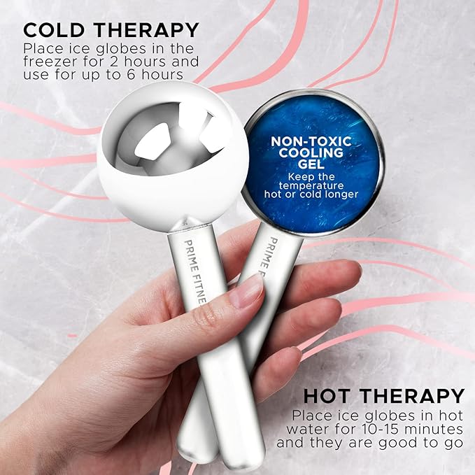 Ice Globes for Facials | Unbreakable Steel Cooling Roller | Cryo Sticks for Face | Massager for Face Neck & Eyes | Skin Care for Dark Circles, Puffiness, Wrinkles, Collagen Production (Blue)