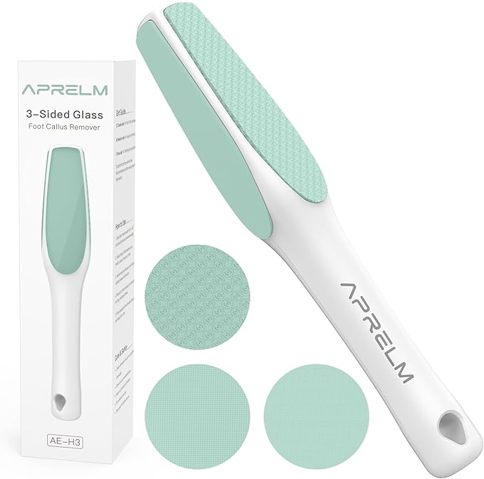 3-Sided Nano Glass Foot File, 3-in-1 Coarse/Medium/Fine Foot Callus Remover, Professional Callus Remover for Feet Hard Skin Smooth Polishing (Turquoise)