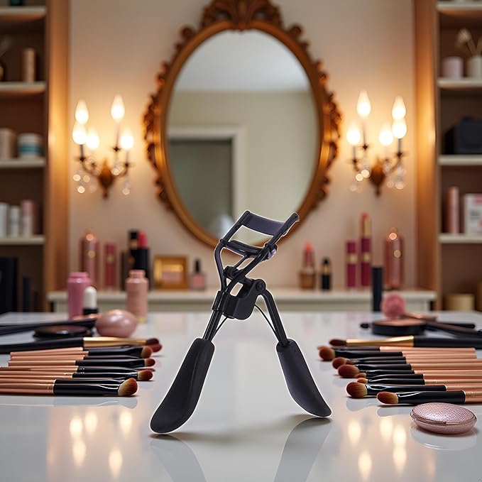 Black Portable Eyelash Curler - Crimps and Curls Lashes for Perfect,Portable Eyelash Curler Maker Eye Lashes Clip Women Beauty Cosmetic Tool Gift,Makeup Brushes and Tools