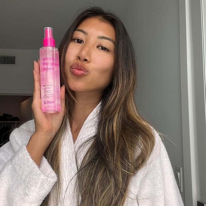 b.tan Clear Face Tan Mist Bundle | Gimme The Glow Down - Facial Tanner Spray, Gradual Bronzing Sunless Tanning Water, Infused with Rosewater, No Fake Tan Smell, 6.7 Fl Oz, Pack of 2