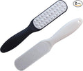 Dual-Sided Professional Pedicure Foot File - Stainless Steel Callus Remover for Hard Skin, Dry and Wet Use, Home or Salon Care, 2 Pack (White & Black)