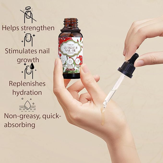 3 PCS Geranium Cuticle Oil for Nails Care, Healthier-Looking Nails, Soften Cuticles, Strengthen Nails, Hydrating Hand Oil