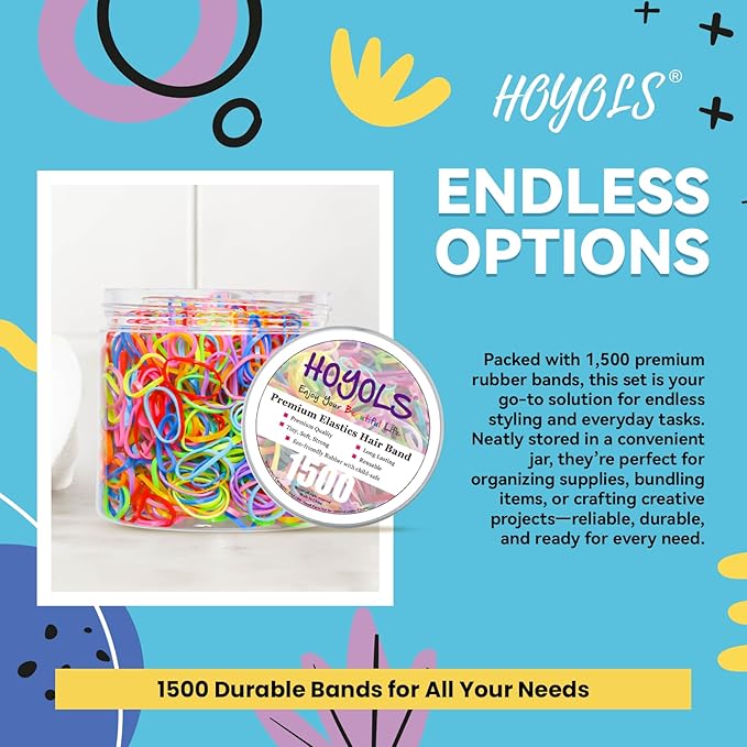 HOYOLS Baby Hair Ties Hair Rubber Bands for Toddler Infants Kids Girls Thin Small Hair Elastics TPU 1500 Piece Pack