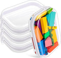 Hoolerry 4 Pcs Hard Clear Zipper Case Makeup Bags Plastic Zipper Pouch Transparent Storage Box Containers for Cosmetics, Snacks, Building Blocks, Puzzles(Clear,7.9 x 5.9 x 2 in,White)