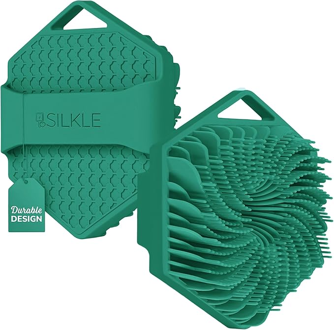 Silicone Body Scrubber – Gentle Exfoliating Shower Scrubber for Body & Bath, Silicone Shower Brush & Loofah Alternative – Non-Slip Silicone Body Brush, Quick Dry, Hygienic - Green
