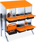 Chicken Nesting Box, 6 Hole 2 Layer Hen Nest Boxes with Legs, Roll Away Eggs Laying Boxes,Cleanable Pull Out Hen Roosting Boxes