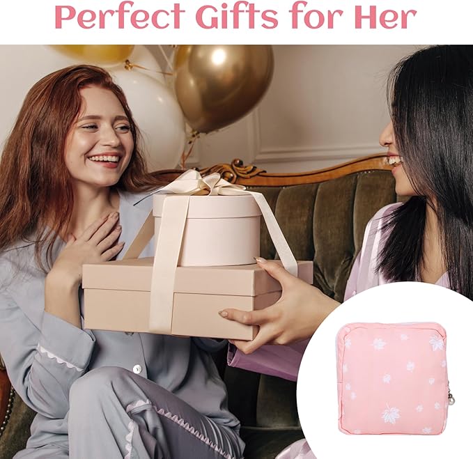 4Pcs Sanitary Napkin Storage Bag, Portable Period Bag for Teen Girls Woman, Pad Pouch Tampon for Purse, Reusable Zipper Period Pouches for Teen School Office Travel Feminine Care Organizer, Flamingo
