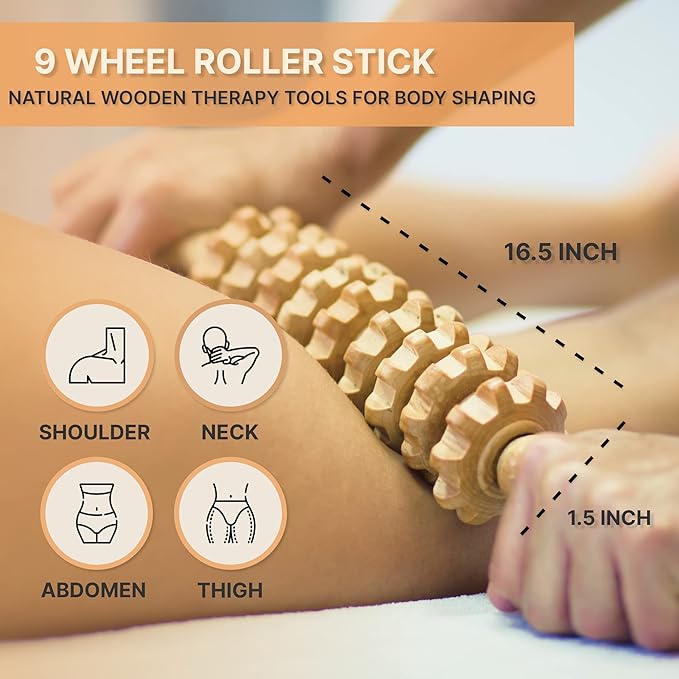 Wood Therapy Massage Tools 6-in-1, Lymphatic Drainage Massager Maderoterapia Kit - Anti Cellulite Body Sculpting & Contouring Wood Therapy Kit for Muscle Pain Relief & Deep Tissue Relaxation