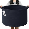 115L Large Blanket Basket,23.6" L x 23.6" W x 15.7" H Rope Woven Baskets with Handles, Toys Storage Bins,Laundry Basket Perfect for Living Room, Nursery,Bedroom,Home Organization,Navy