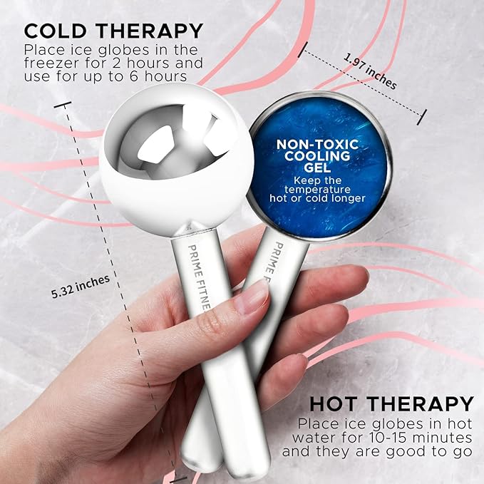 Ice Globes for Facials | Unbreakable Steel Cooling Roller | Cryo Sticks for Face | Massager for Face Neck & Eyes | Skin Care for Dark Circles, Puffiness, Wrinkles, Collagen Production (Black)