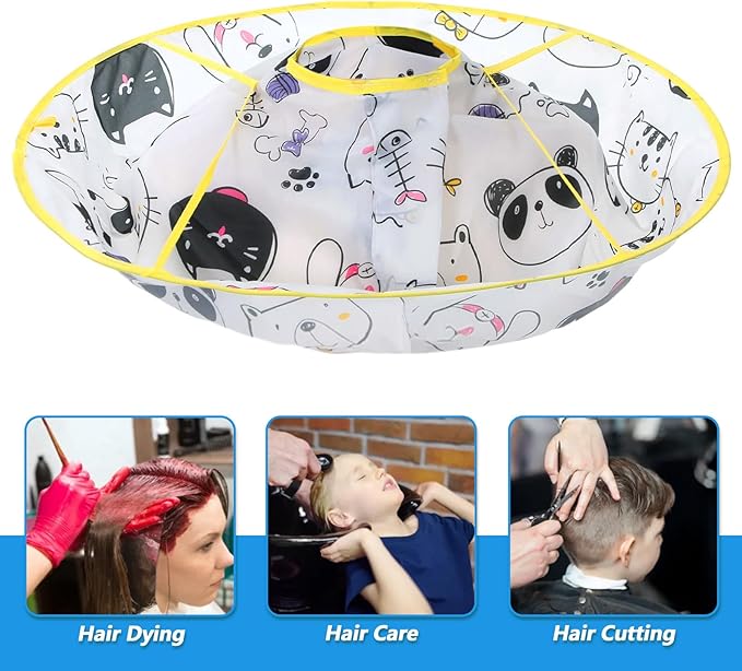 Kids Haircut Cape Umbrella, Hair Cutting Cape for Kids, Waterproof Foldable Umbrella Hair Catch Haircut Capes for Kid Adults Home Salon Barber Supplies(Light Yellow Puppy)