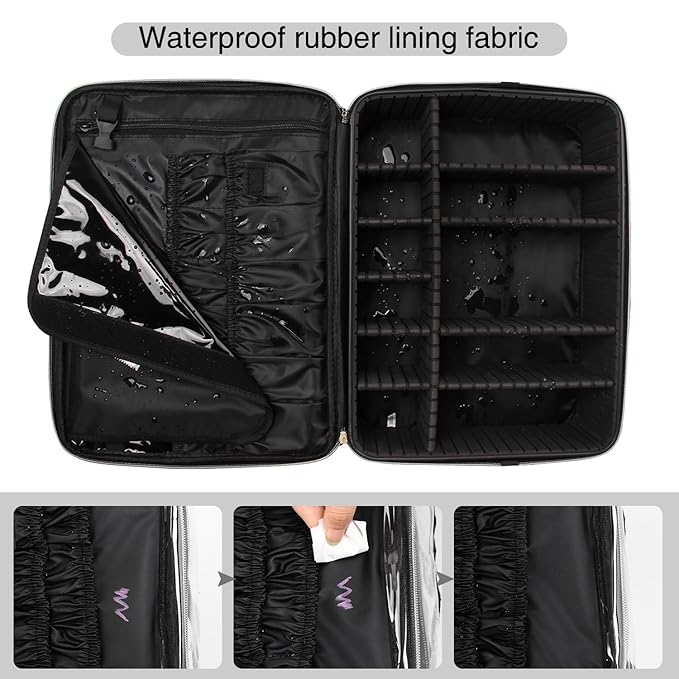 MONSTINA Extra Large Makeup Case 17 Inch Travel Makeup Train Case Professional Makeup Artist Case Nail Polish Organizer Storage Box with Two Adjustable Shoulder Strap