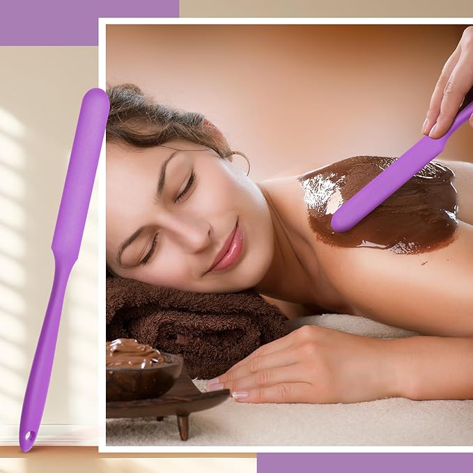Patelai Non Stick Wax Spatulas Silicone Waxing Sticks Waxing Applicator Hair Removal Large Reusable Scraper Large Area Hard Wax Sticks for Home Salon Body Use Mixing Resin(Purple)