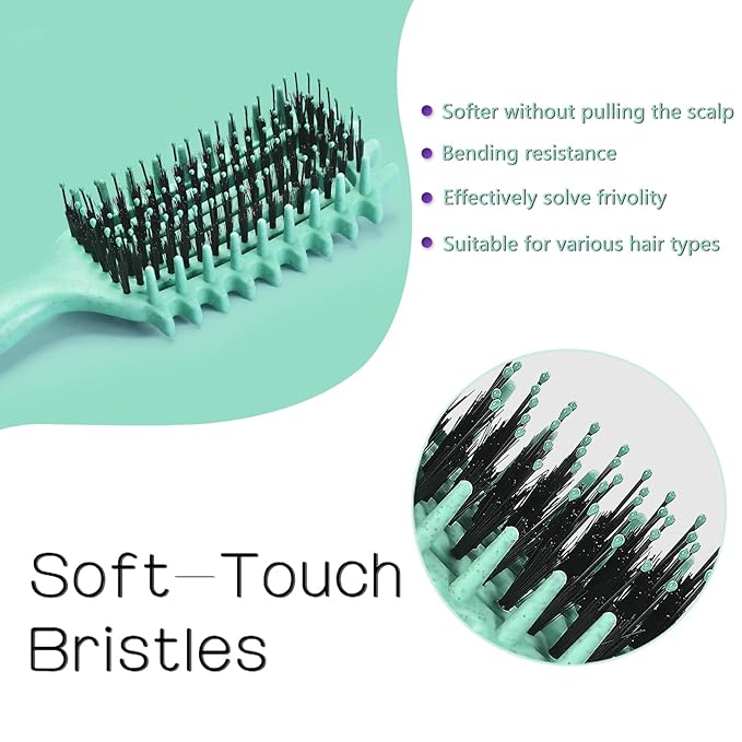 Curly Hair Brush,2025 Curl Defining Brush Vented Hair Brush for Effortlessly Defined Curls,Waves & Coils,Wet & Dry Hair,Reduces Frizz(Green）
