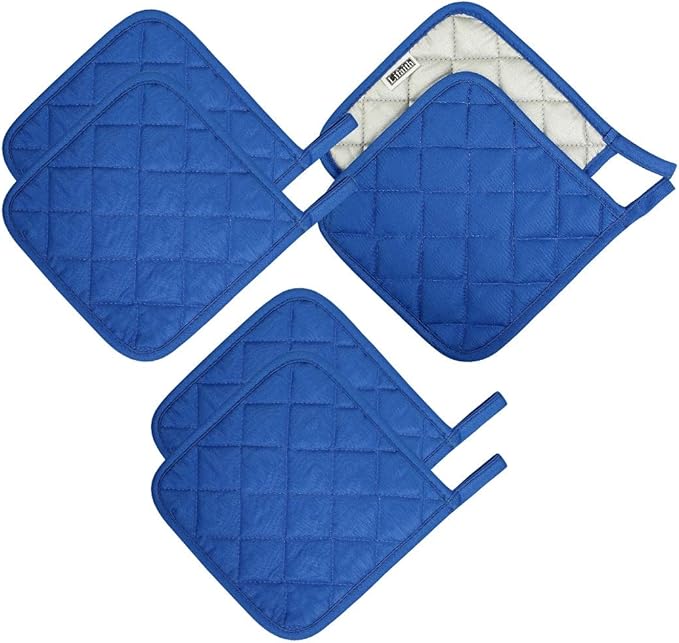 6 Pack Potholders Kitchen Pot Holders Set,Cotton Pot Holders for Kitchen 7 inch hot Pads,Heat Resistant Hot Pads for Cooking and Baking Dark Blue