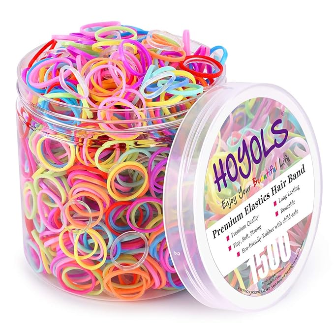 HOYOLS Small Toddler Elastics Mini Hair Ties Rubber Bands for Hair Ponytail Holders for Baby Girl Infants (Multicolor) TPU 1500 Pcs
