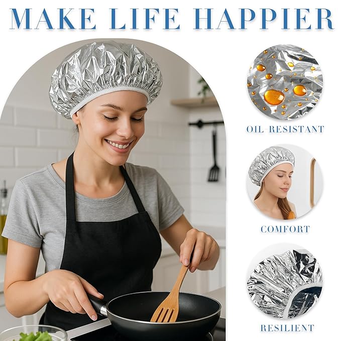 Reusable Aluminum Foil Heat Cap – Deep Conditioning Processing Cap with Elastic Band, Hair Treatment & Coloring Cap for Salon, Sauna & Home